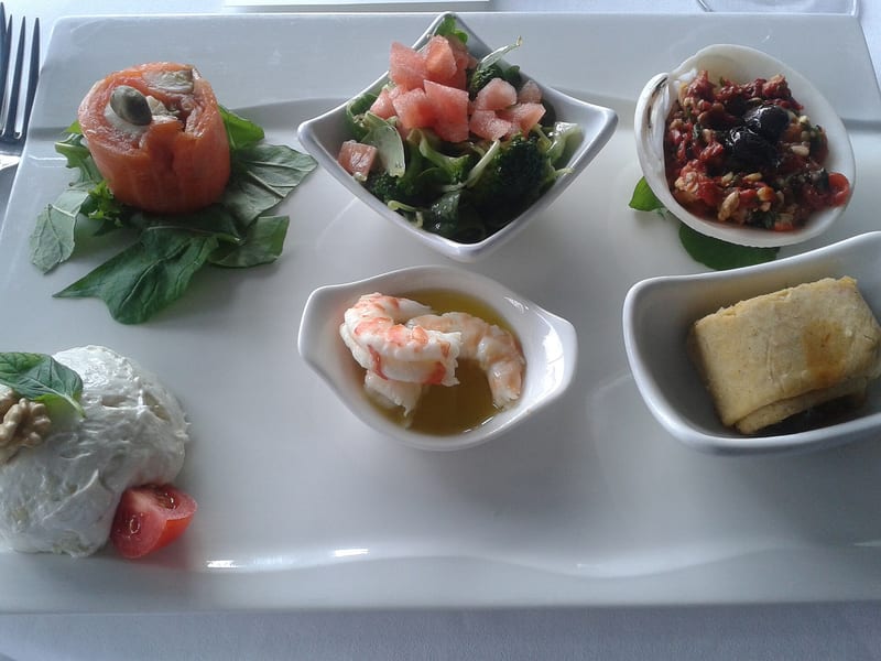 Grilled halloumi and Cypriot meze